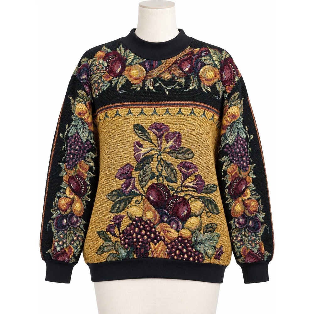 Vintage 90s Sugar Street Weavers Fruit Tapestry Sweatshirt One Size USA